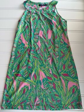 Katherine Way Dress Women Medium Sleeveless Stretch Pink Green USA 3124